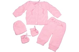 FLVFF BABY Crochet Outfit Set Newborn Clothe Boys Girls Warm Winter Beautiful Clothing 4 Pieces