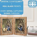 Clay Roberts Double Photo Frame 6x4 Ash Holds 2 Photos Twin Hinged 6x4 Brown view 3