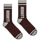 Tee Luv Men's Hershey's Crew Socks - Hersheys Chocolate Candy Logo Grid Socks (Brown/Red/Gray)