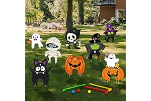 Capoda 8 Pieces Halloween Mini Golf Game Hlloween Golf Yard Sign Mini Golf Club Yard Stakes for Halloween Golf Party Halloween Lawn Garden Yard Outdoor Game Decorations