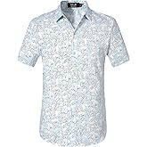 SSLR Men's Casual Button-Down Shirts Short Sleeve Tropical Hawaiian Shirts for Men