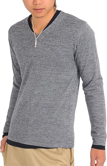 Amazon スペイド Spade セーター 2枚セット ニット メンズ カットソー Tシャツ レイヤード Vネック Q913 M グレー Tシャツ カットソー 通販