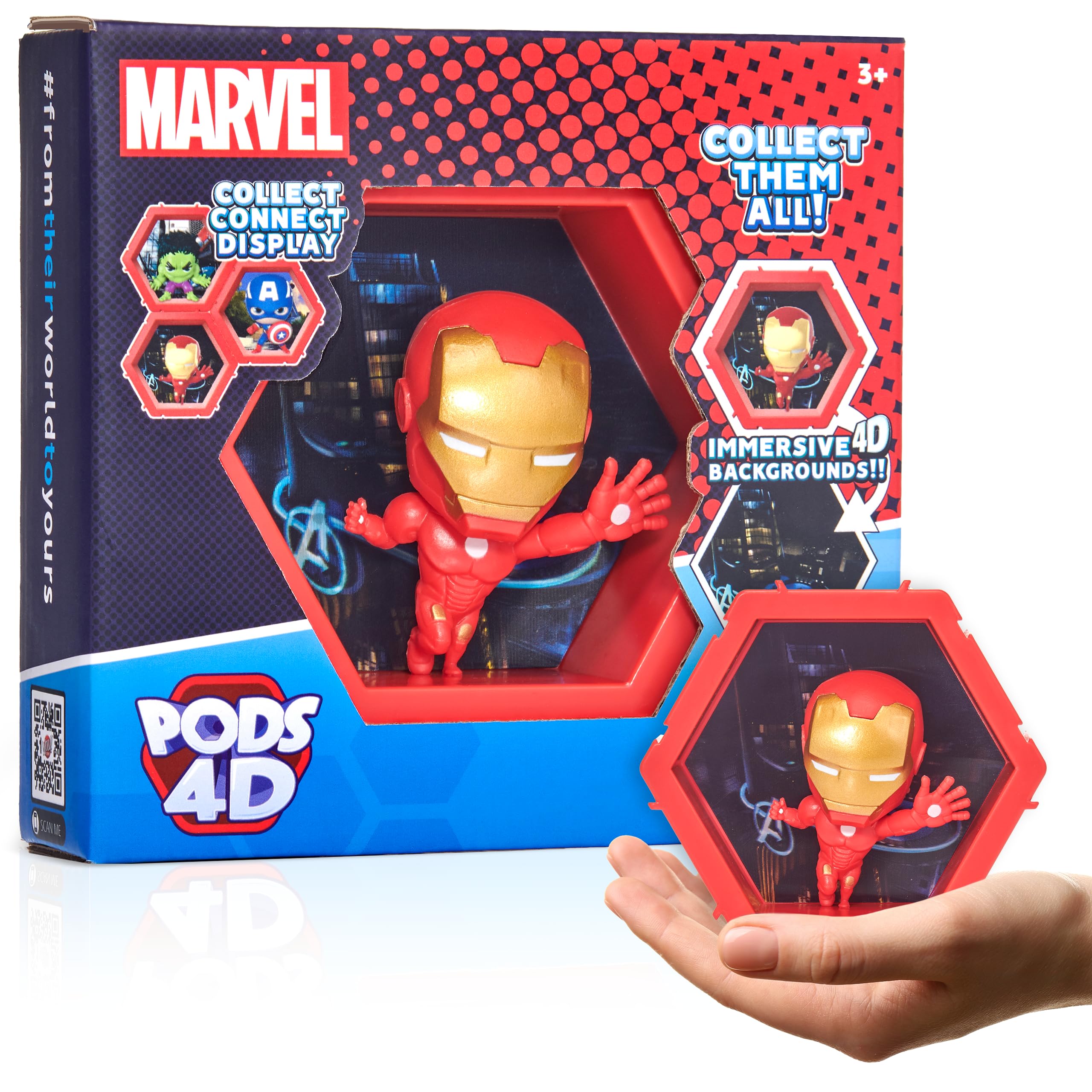 WOW! PODS - 4D Marvel Ironman, Unique Connectable Collectable Bobble-head figure that Bursts from their World into Yours, Wall or Shelf Display, Marvel Toys and Gifts, Series 1 no. 408 — image 1