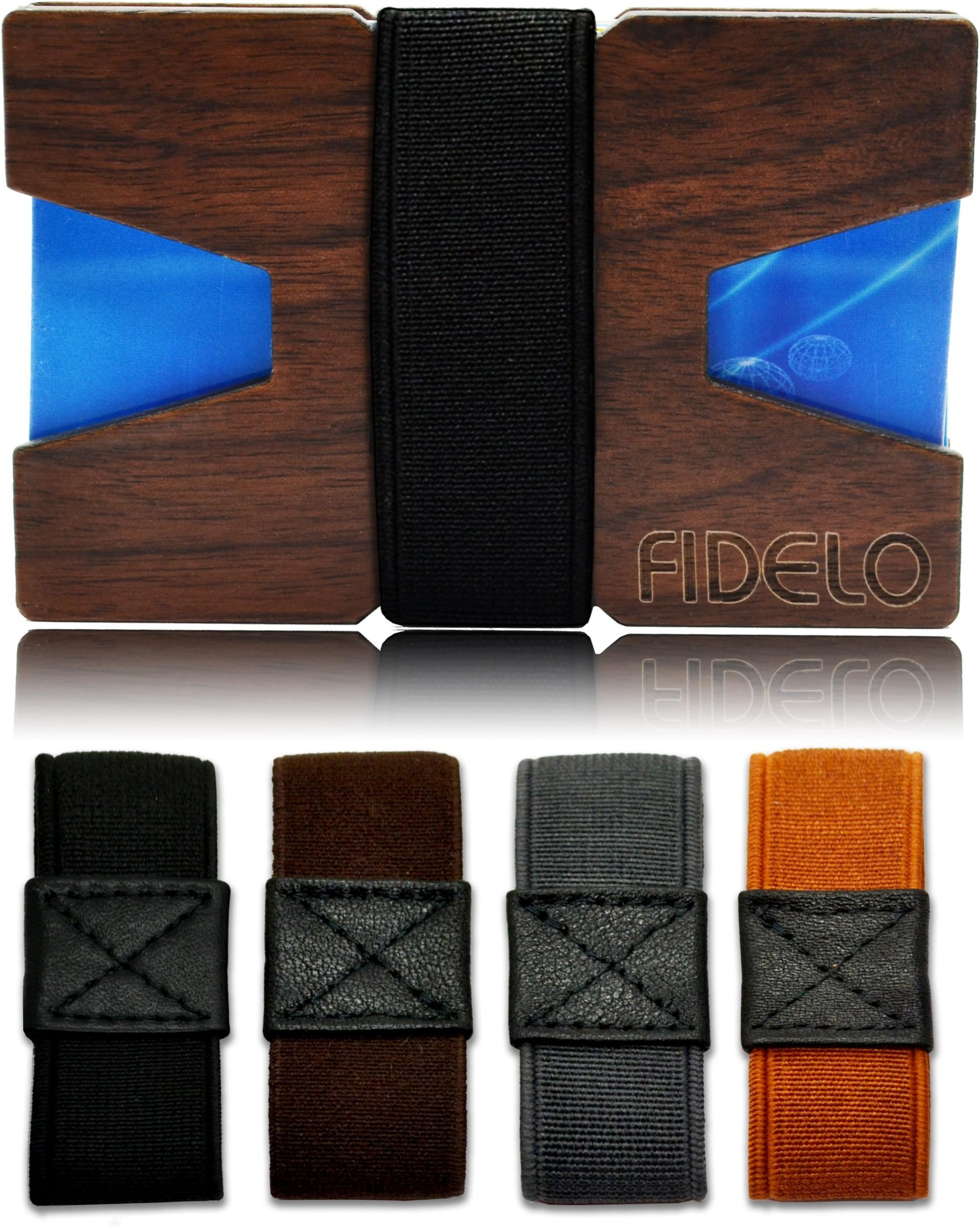 Slim Wood Front Pocket Mens Wallet Money & Card Holder - Minimalist & Small Wooden Wallets for Men with Bills Clip Bands