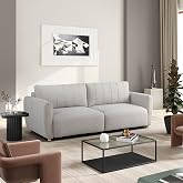 Serta Galway 91.7" Convertible Sleeper Sofa, Queen Size, Wall-Hugging Dreamglide Mechanism, Dreamcoil Comfort, Boucle Fabric, Pebble