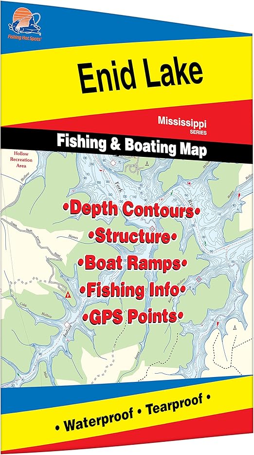 Enid Lake Fishing Map Sports & Outdoors