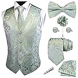 GUSLESON Silver Sage Green Vest Paisley Suit Vest
