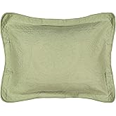 HISTORIC CHARLESTON King Charles Modern Farmhouse Floral Matelasse Decorative Pillowcase, 100% Cotton Breathable Bedding, Standard Sham (20" x 26"), Sage