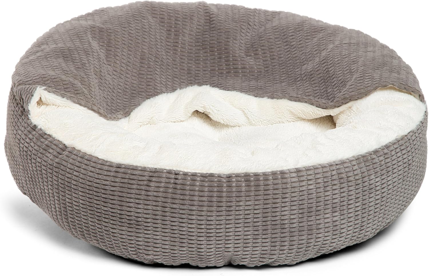 Best Friends by Sheri Cozy Cuddler Luxury Orthopedic Dog and Cat Bed with Hooded Blanket for Warmth and Security - Machine Washable, Water/Dirt Resistant Base - Standard Grey Ilan : Pet Supplies