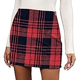Dookttker Womens Plaid Flannel Skirt High Waist Bodycon Wool Mini Skirts with Side Hidden Zipper Fall Winter Outfits