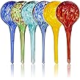 Besti Large Self Watering Globes for Plants (6-Pack) Waters Greenery Up to 2 Weeks Hands Free | Durable, Multicolored Glass Craftsmanship | Indoor and Outdoor Use - Measures 12” x 3.5”