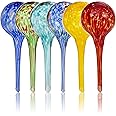 Besti Large Self Watering Globes for Plants (6-Pack) Waters Greenery Up to 2 Weeks Hands Free | Durable, Multicolored Glass C