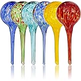 Besti Large Self Watering Globes for Plants (6-Pack) Waters Greenery Up to 2 Weeks Hands Free | Durable, Multicolored Glass C