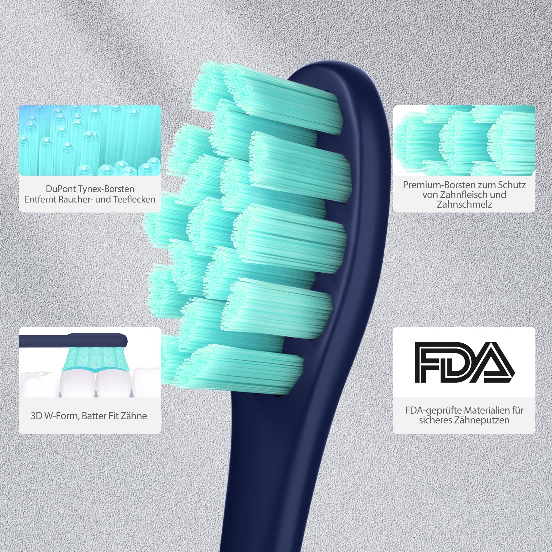 Oclean Flow Elektrische Zahnbürste, Schallzahnbürste mit 180 Tage Akkulaufzeit, 5 Putzmodi Zahnbürste Elektrisch IPX7 Sonic Electric Toothbrush mit DuPont Zahnbürstenkopf, Timer (Blau) 5