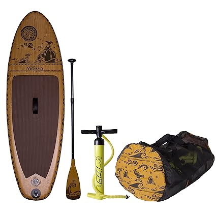 Amazon.com : C4 Waterman Disney Moana Inflatable Stand Up Paddle Board Set, Woodgrain Brown, One Size : Sports & Outdoors