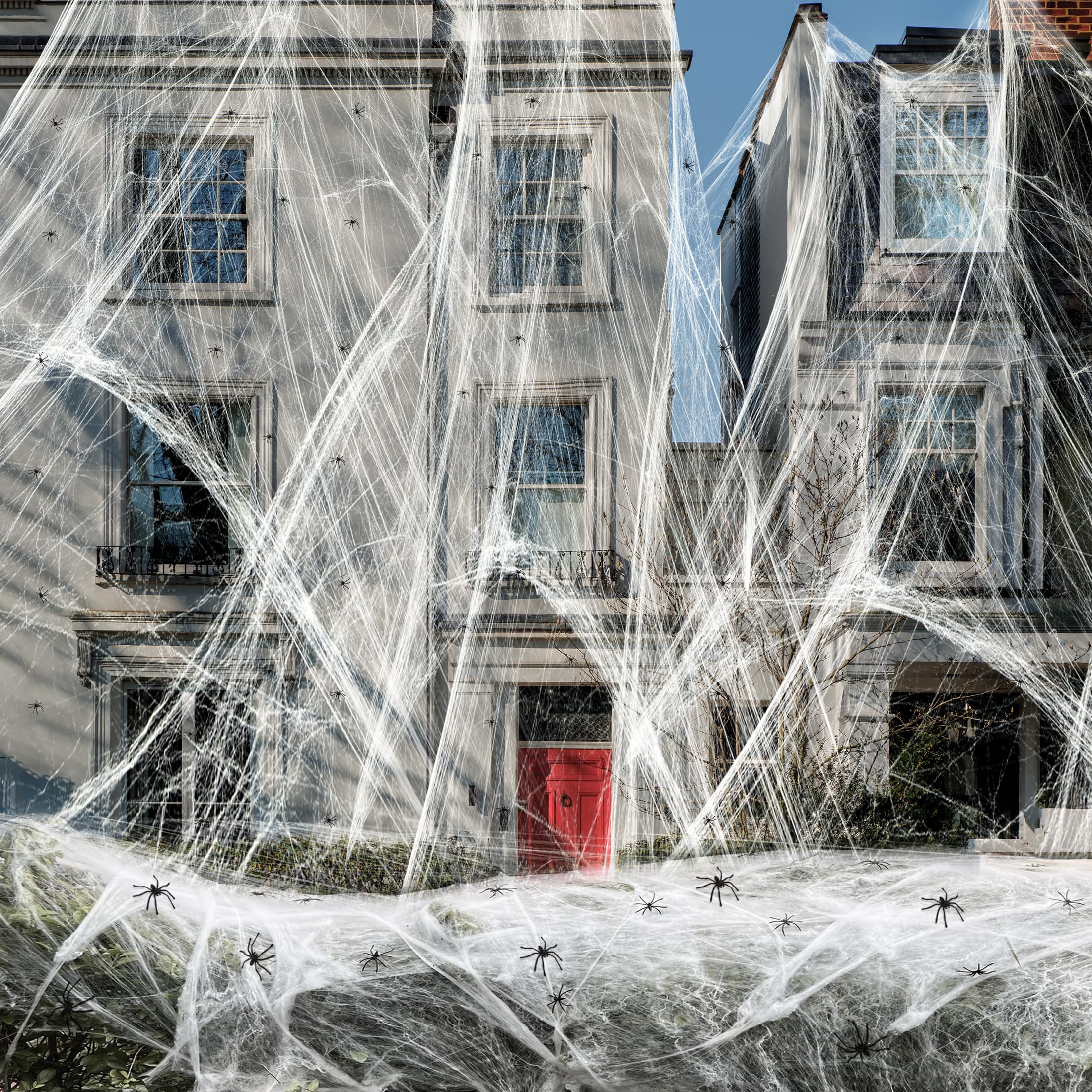 Cover 3000 Square Feet 500g Halloween Spider Web Stretchable Cobweb with 50 pcs Small Spiders Halloween Indoor Outdoor Decorations