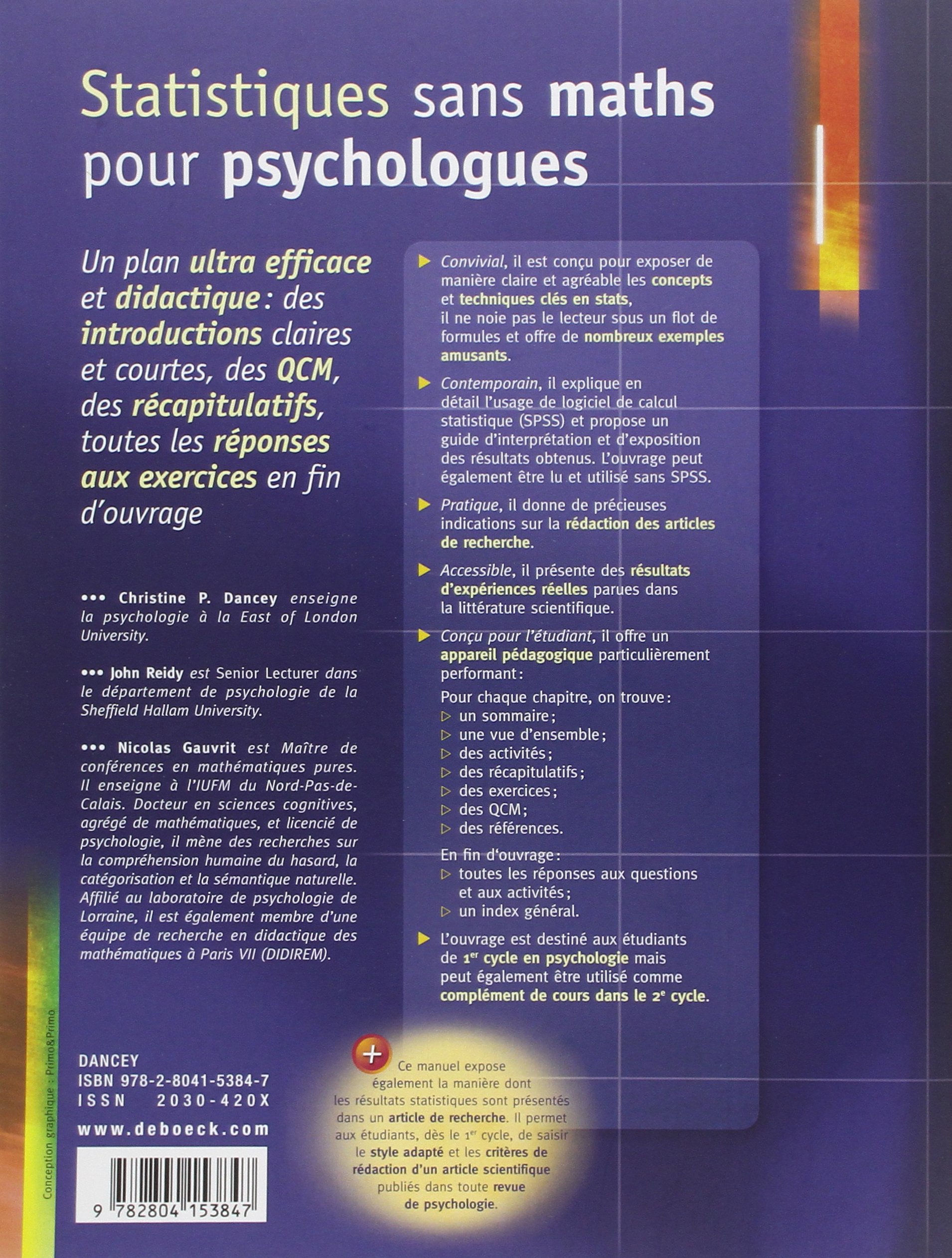 Statistiques Sans Maths Pour Psychologues 9782804153847 - 