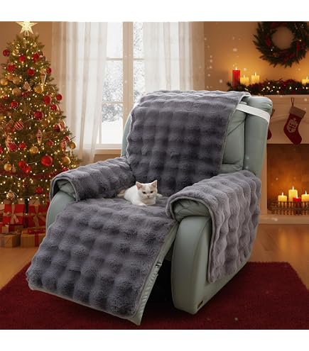 Housse Complète Pour Fauteuil Inclinable En Fausse Fourrure Douce - 4 Pièces Lavables, Antidérapante
