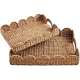 Mud Pie Nested Scallop Woven Trays Set; 21.63"X15.75"