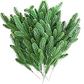 ATFL Artificial Pine Branches Chrismas 70 Pcs, Fake Green Pine Needles,Christmas Greenery for DIY Accessories for Garland Wreath Christmas and Home Garden Decor (70, Green)