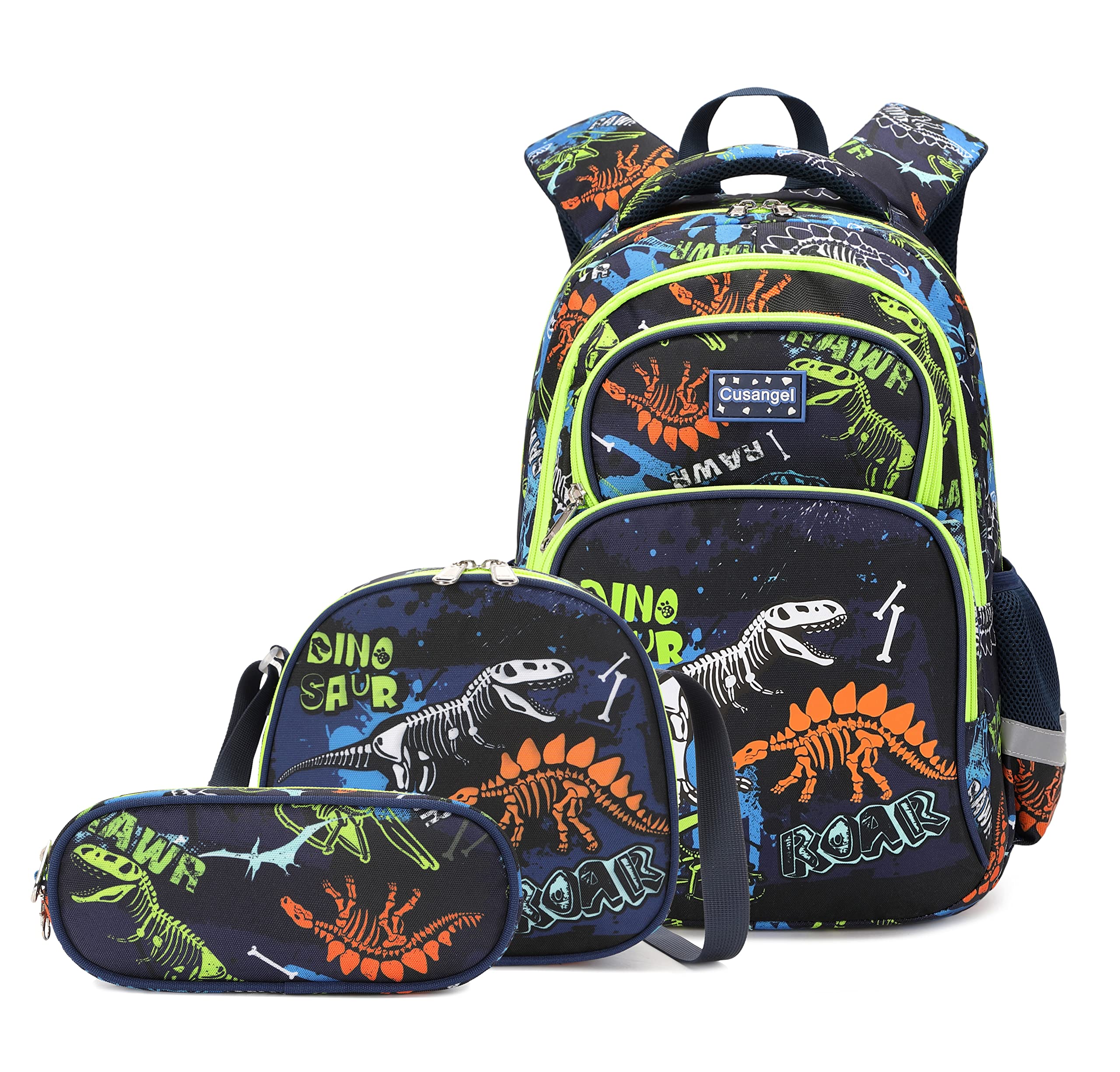 Wawakube 3Pcs Boys Dinosaur Backpack Set with Lunch Box Pencil Case, School Book Bag for Kids Elementary Preschool…