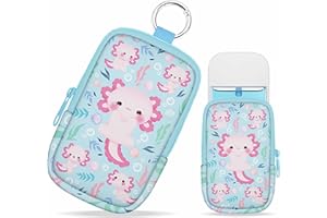 Mcapirivo Hand Sanitizer Spray Case, Axolotls Hand Sanitizer Holder Zippered Pouch, Cute Fashion Accessory with Snap Hook for Glow Mist and Power Mist 1FL OZ