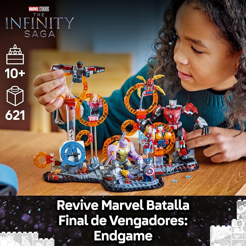 LEGO Marvel Batalha Final de Vingadores: Ultimato, Brinquedo de Super-herói, Figura de Thanos, Mech do Homem-Formiga e Homem de Ferro, Minifiguras do Capitão América e Pantera Negra, Presente para Meninos e Meninas 76323 — foto 2 de 8
