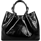 Time Resistance Leather Handbag - Top Handle Bag - Full-Grain Leather Purse for Women
