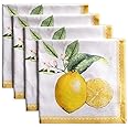 Maison d' Hermine Napkin 100% Cotton Cloth Napkin Set of 4 Decorative Washable Napkins, Home, Kitchen, Dining, Cocktail Parties & Camping, Limoncello - Spring/Summer (20”X20”)