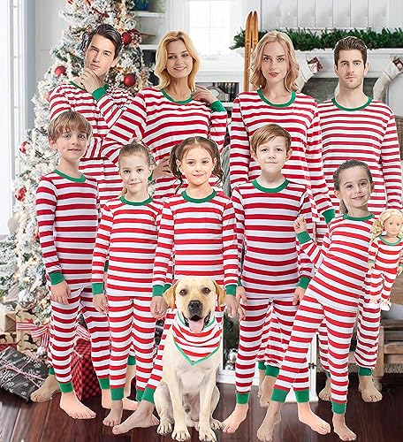 Matching Family Pajamas Christmas Red Striped Jammies Clothes
