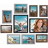 Vittanly Picture Frames Set of 10, Picture Frames Collage Wall Decor with Two 8x10, Four 5x7, and Four 4x6 Photo Frames, Gallery Wall Frame Set for Wall or Tabletop Display, Black&Brown&Grey