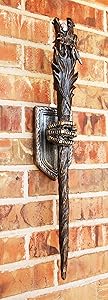 Ebros Medieval Renaissance Dungeon Dragon Head Scepter Orb Torch 23.5" Long with Color Changing LED Light and Wall Mounted Dragon Claws Holder Wizards and Dragons Sorcery