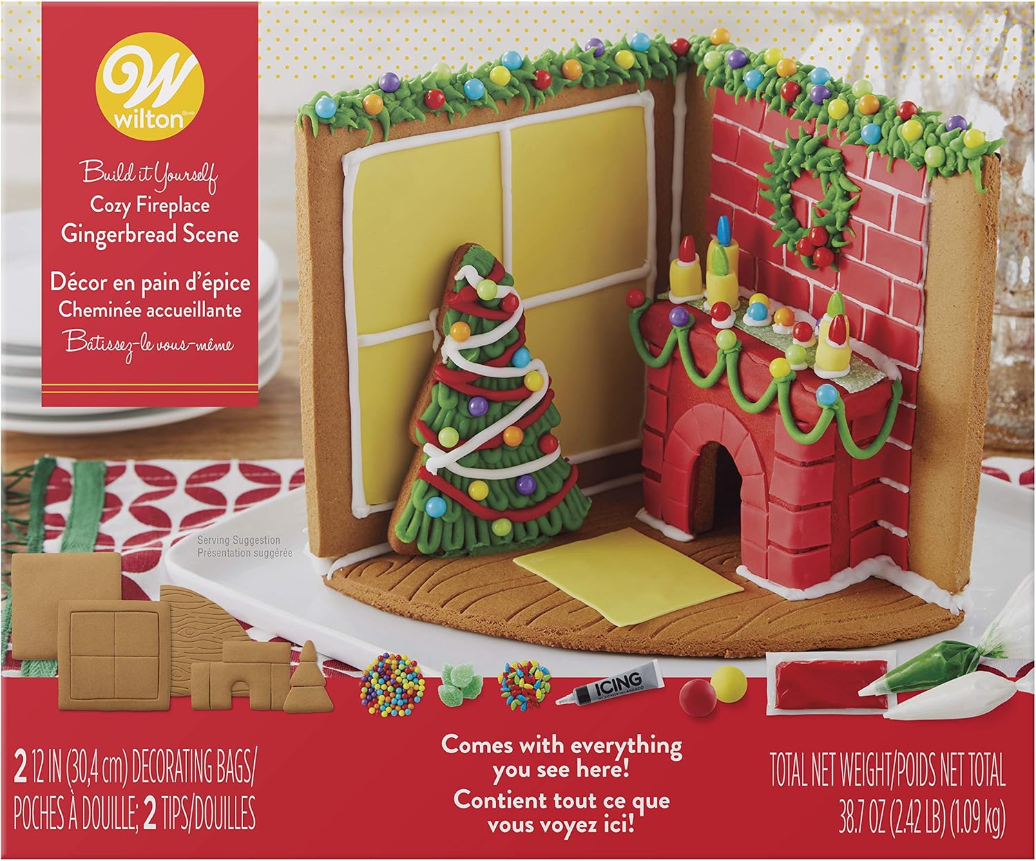 Wilton Unassembled Gingerbread Holiday Scene Kit Christmas Tree Fireplace Amazon Co Uk Kitchen Home