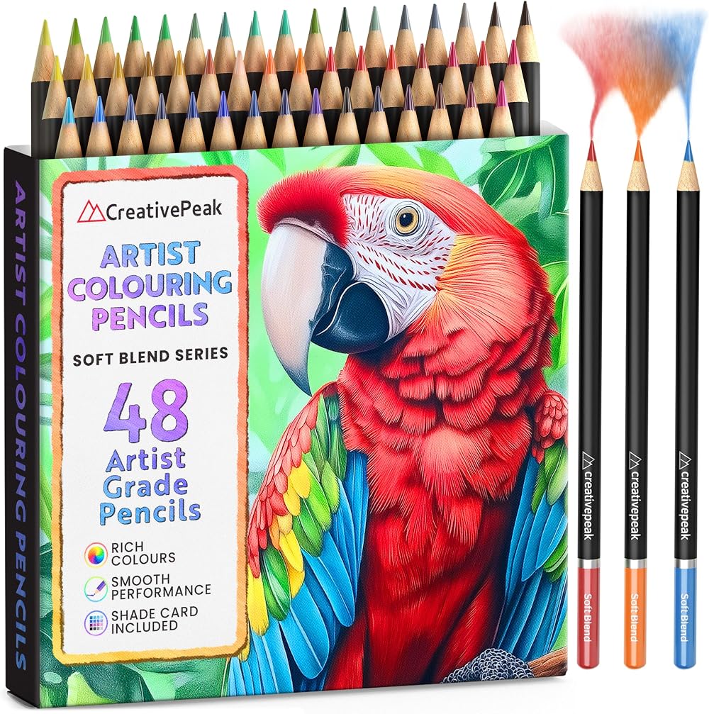 Creativepeak Professional Colouring Pencils 48 Colour Set with Swatch Card