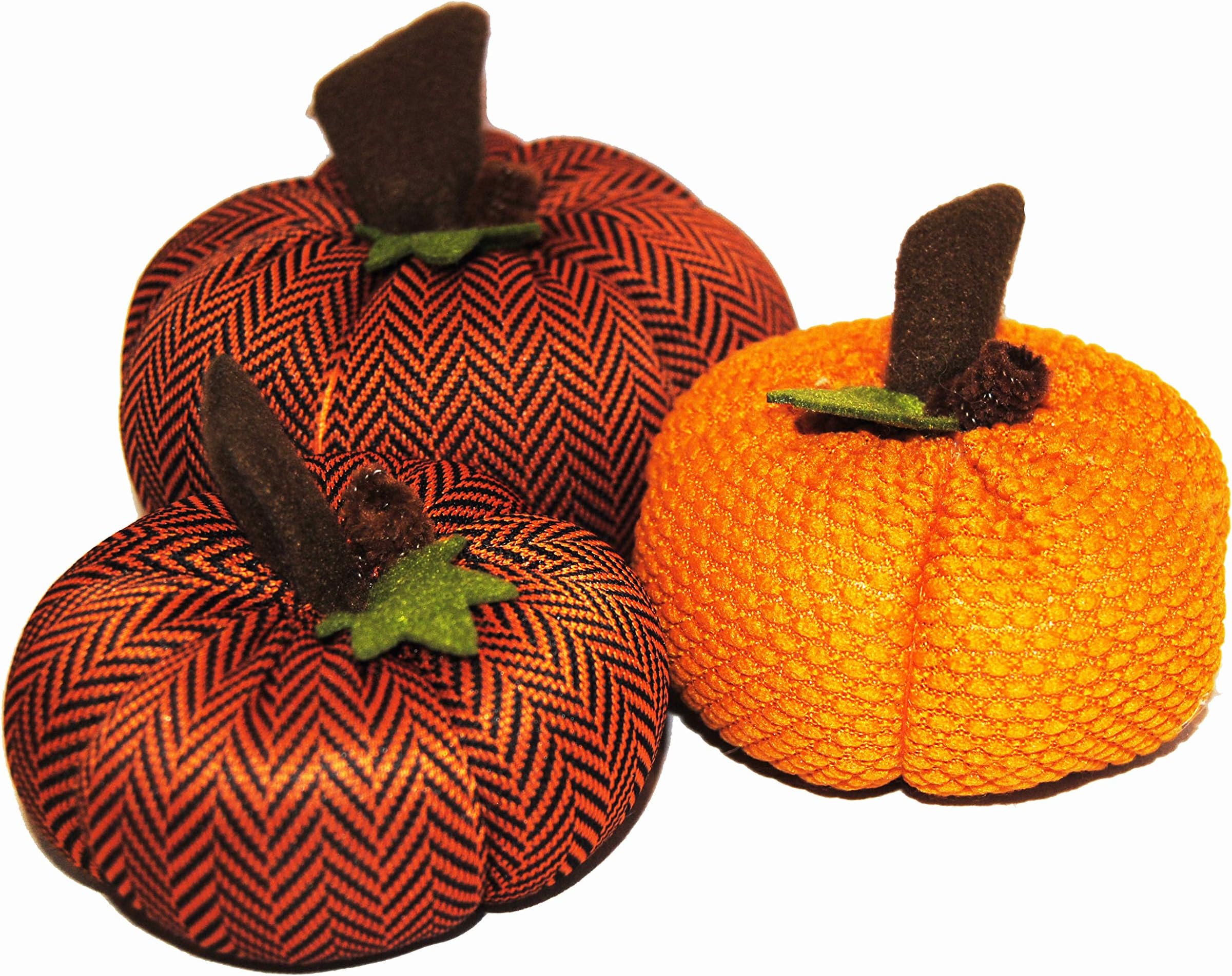 Changing Seasons Fall Decorative Small Plush Fabric Pumpkins 3pk (Black Chevron)