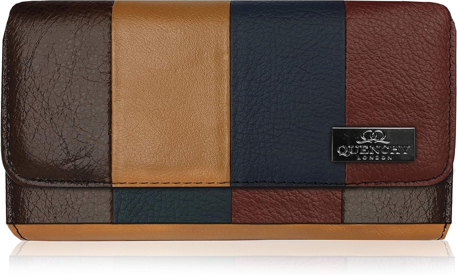Quenchy London Large Womens Purse, Framed Leather Ladies Wallet 20 RFID Blocking Contactless Blocker Credit Card Slots