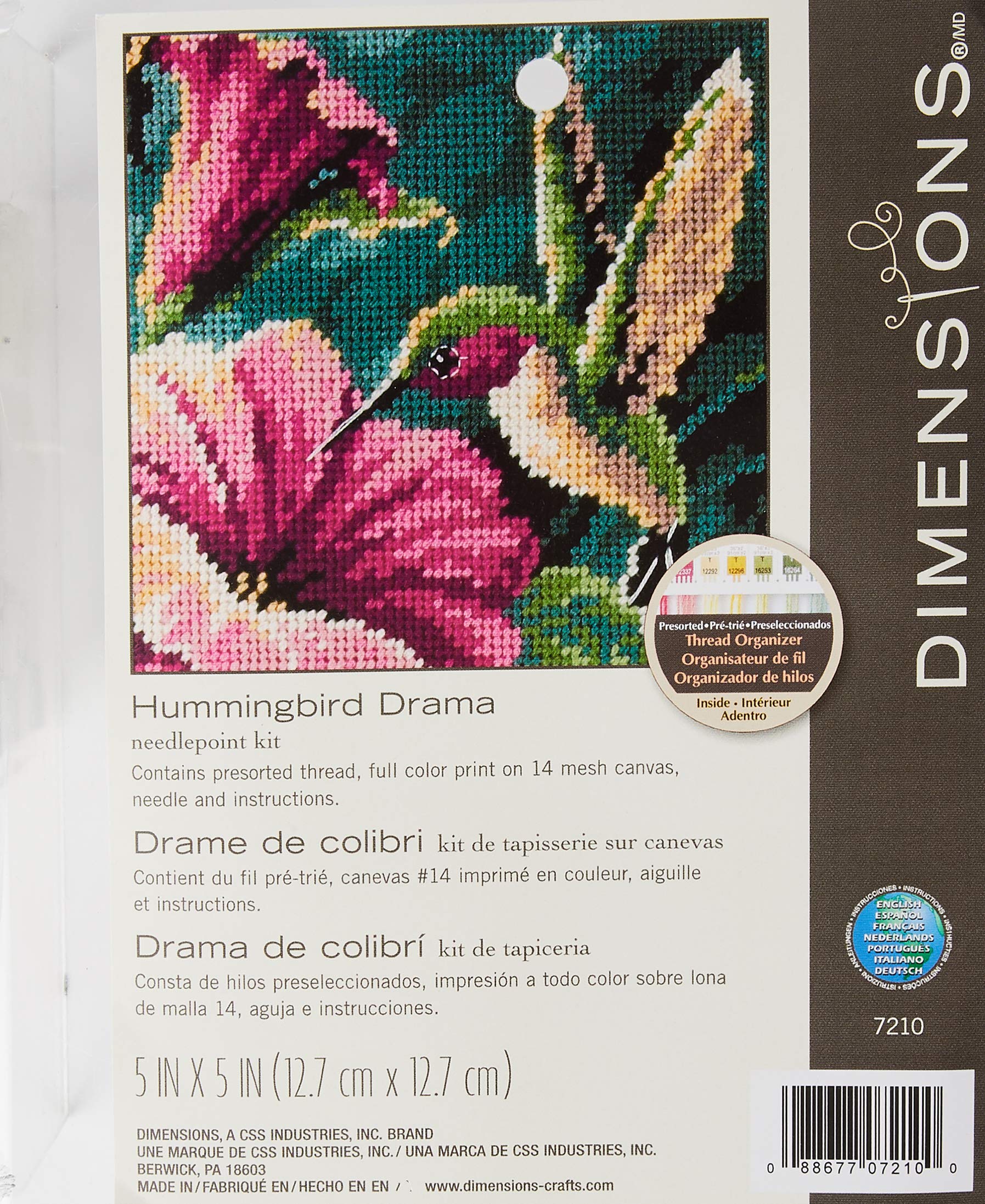 Dimensions Hummingbird Drama, Canvas, Multi-Colour, 5x5x7