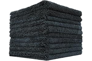 The Rag Company - Creature Edgeless Auto Detailing Towels (10-Pack) Professional 70/30 Blend, Dual-Pile Plush Microfiber, Buffing & Polishing, 420gsm, 16in x 16in, Black