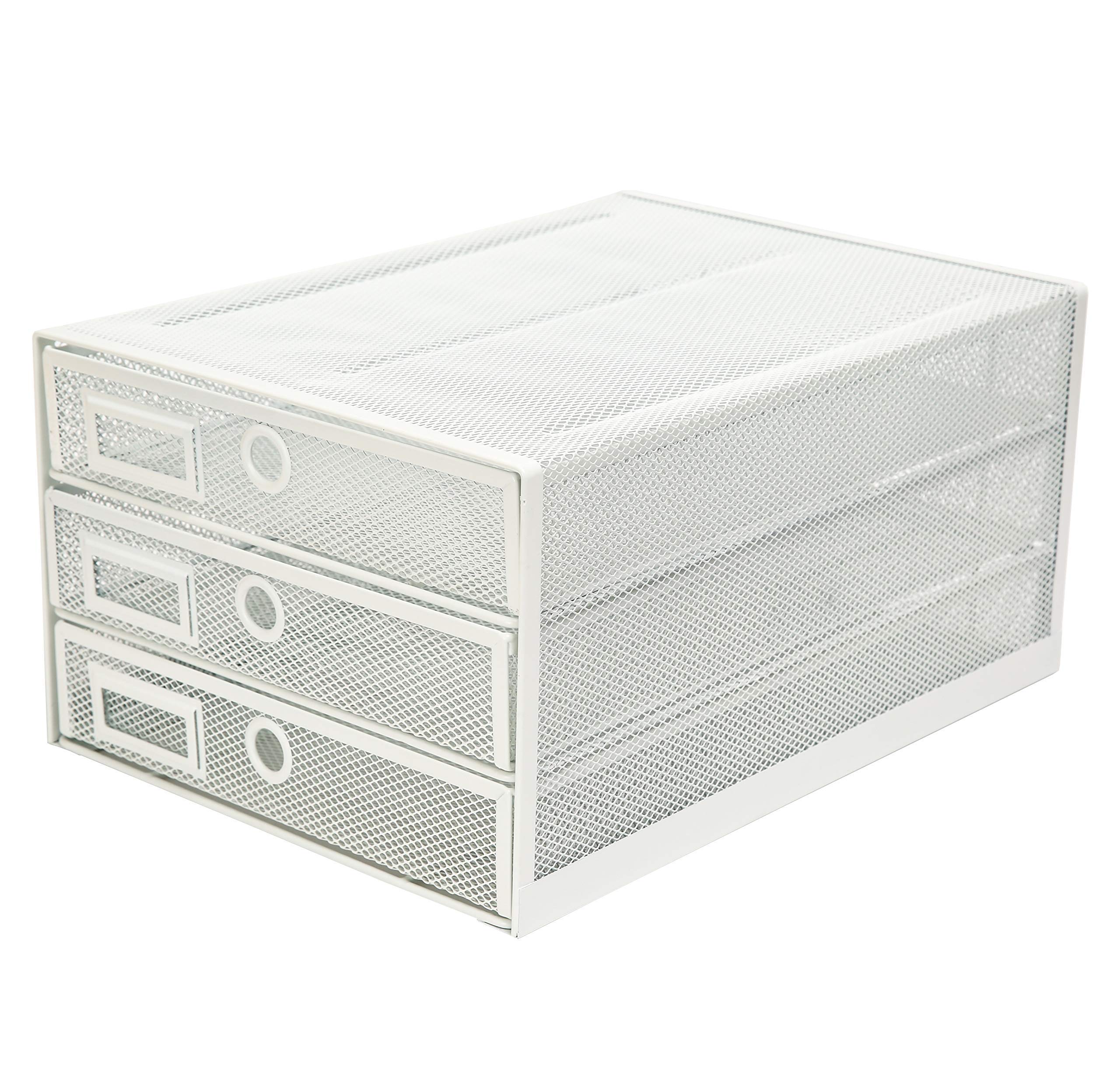 EXERZ Paper Sorter 3 Tier Drawers A4 / Multifunctional Desk Organiser/Letter Tray - Documents, Magazines, Notebooks and Letters -White