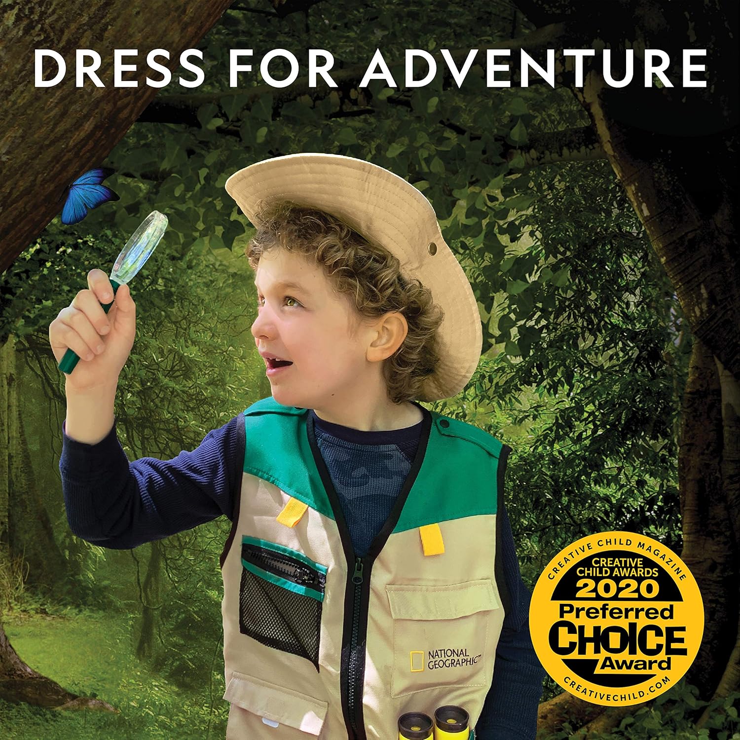 NATIONAL GEOGRAPHIC Backyard Safari Costume - Outdoor Explorer Set for Kids with Safari Vest, Hat, Kids Binoculars, Magnifying Glass for Kids, Journal & Stickers, Outdoor Toys for Boys and Girls: Toys & Games