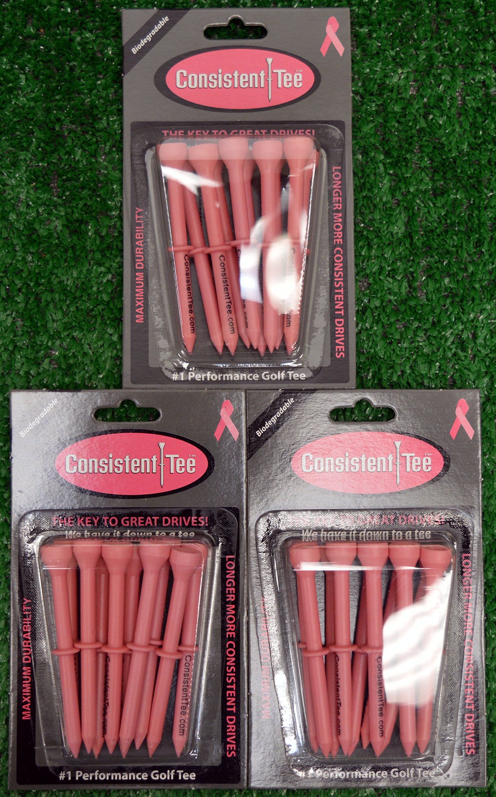 3 Consistent Tee 3 1/4" Golf Tee Pack - Pink