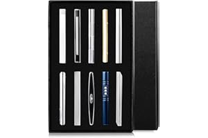 YADOCA Tie Clips for Men Tie Bar Clip Black Silver-Tone Gold-Tone for Wedding Business with Gift Box