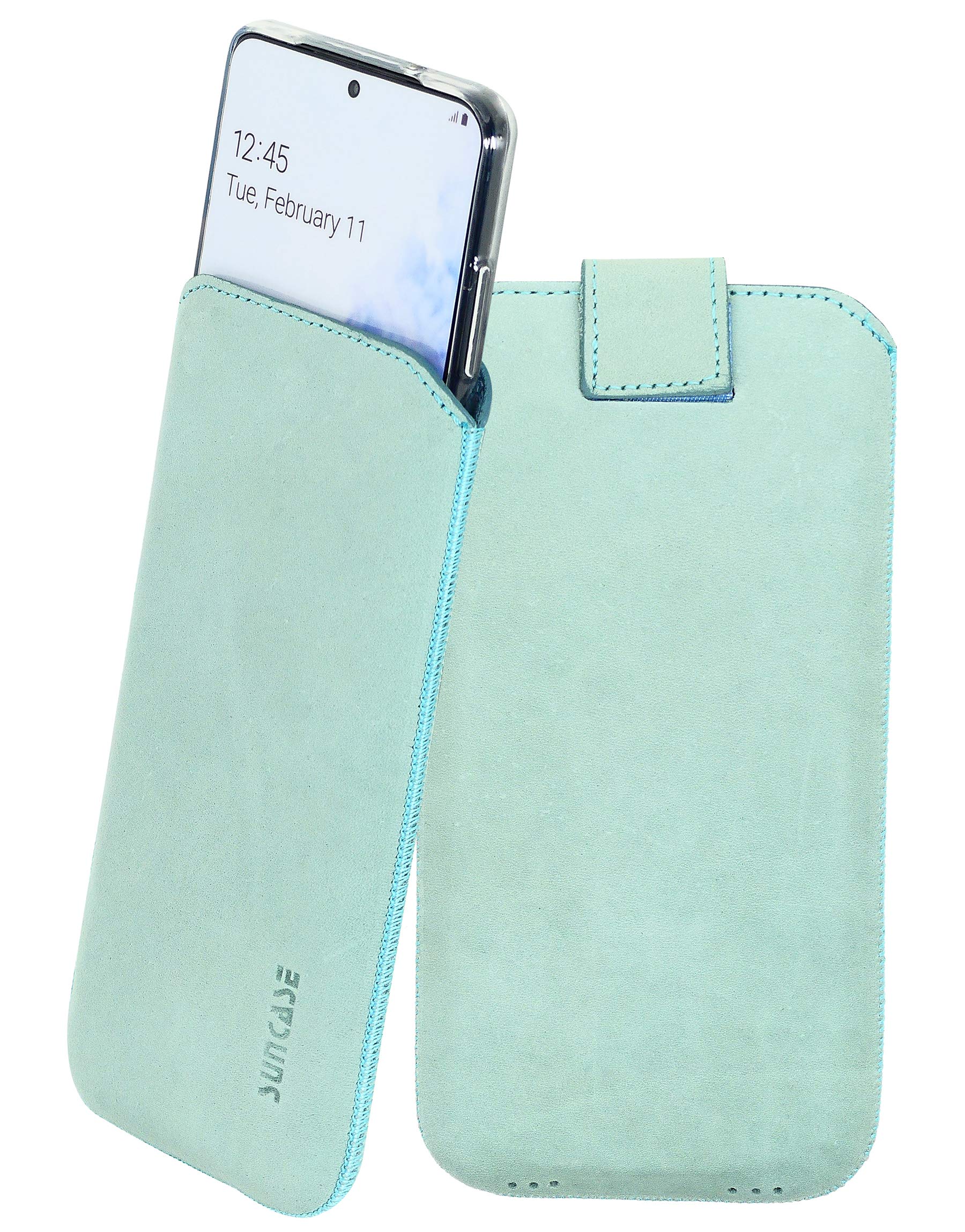 Suncase Mobile Phone Case Compatible with Samsung Galaxy S20 Plus with Additional Case / Shell / Bumper / Silicone *Pull Up Tab Feature * Mobile Phone Leather Protective Case in Antique Turquoise