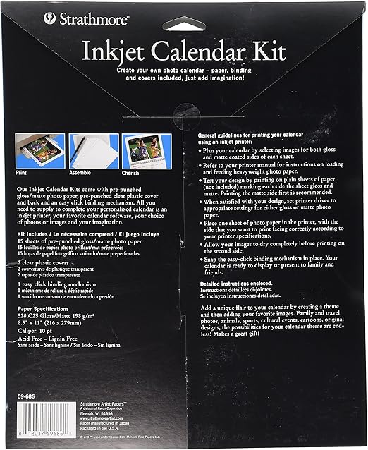 Strathmore 59 686 Inkjet Photo Calendar Kit 8 5 X11 Amazon Co Uk Office Products