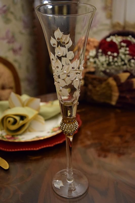 Exquisite Gold Wedding Champagne Flutes Hand