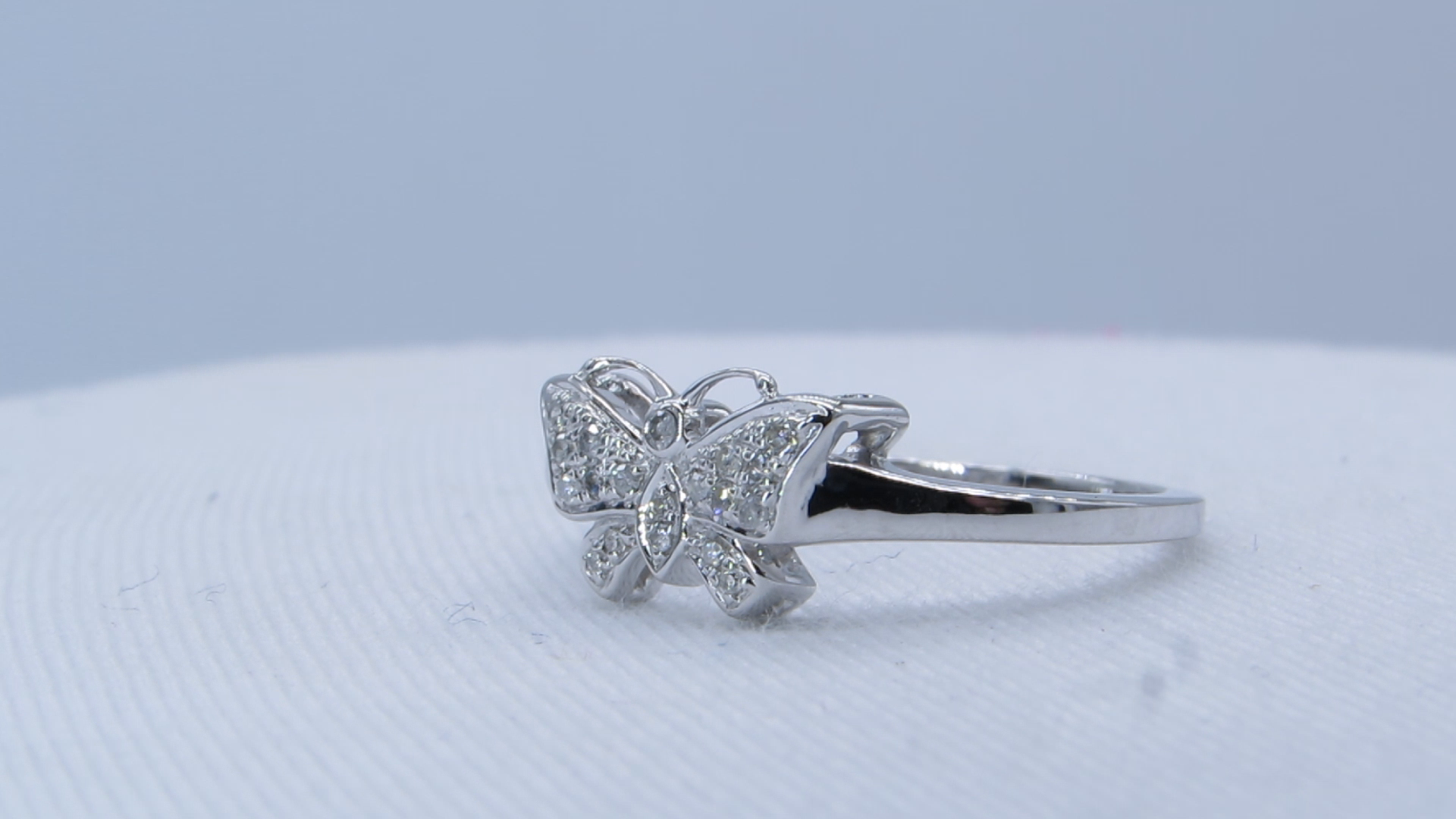 Dazzlingrock Collection Butterfly Diamond Ring - 0.05 Ct 10K White Gold Cocktail Right Hand Ring - View #11