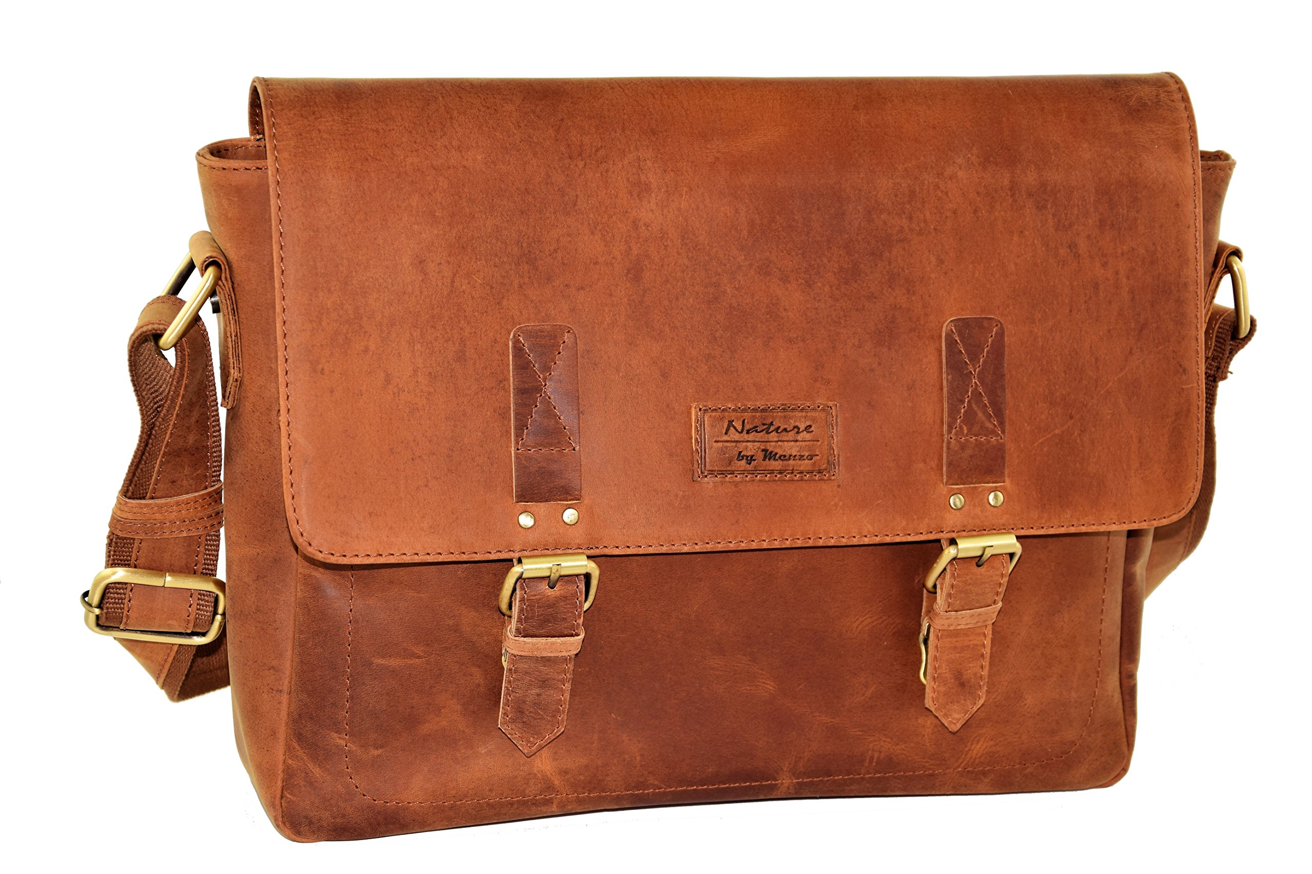 Menzo Milano Laptop Bag for 13 Inch Notebook Genuine Leather Notebook Bag Briefcase Men and Women, brown (Brown) - MB5