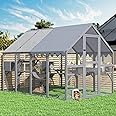 Large Catio Outdoor Cat Enclosure, 53.5ft² Extra Large Outdoor Catio for Multiple Cats, Big Wooden Walk-in Outside Cattery Cat Run with Weatherproof Full Cover, Window Access Avaliable, Grey