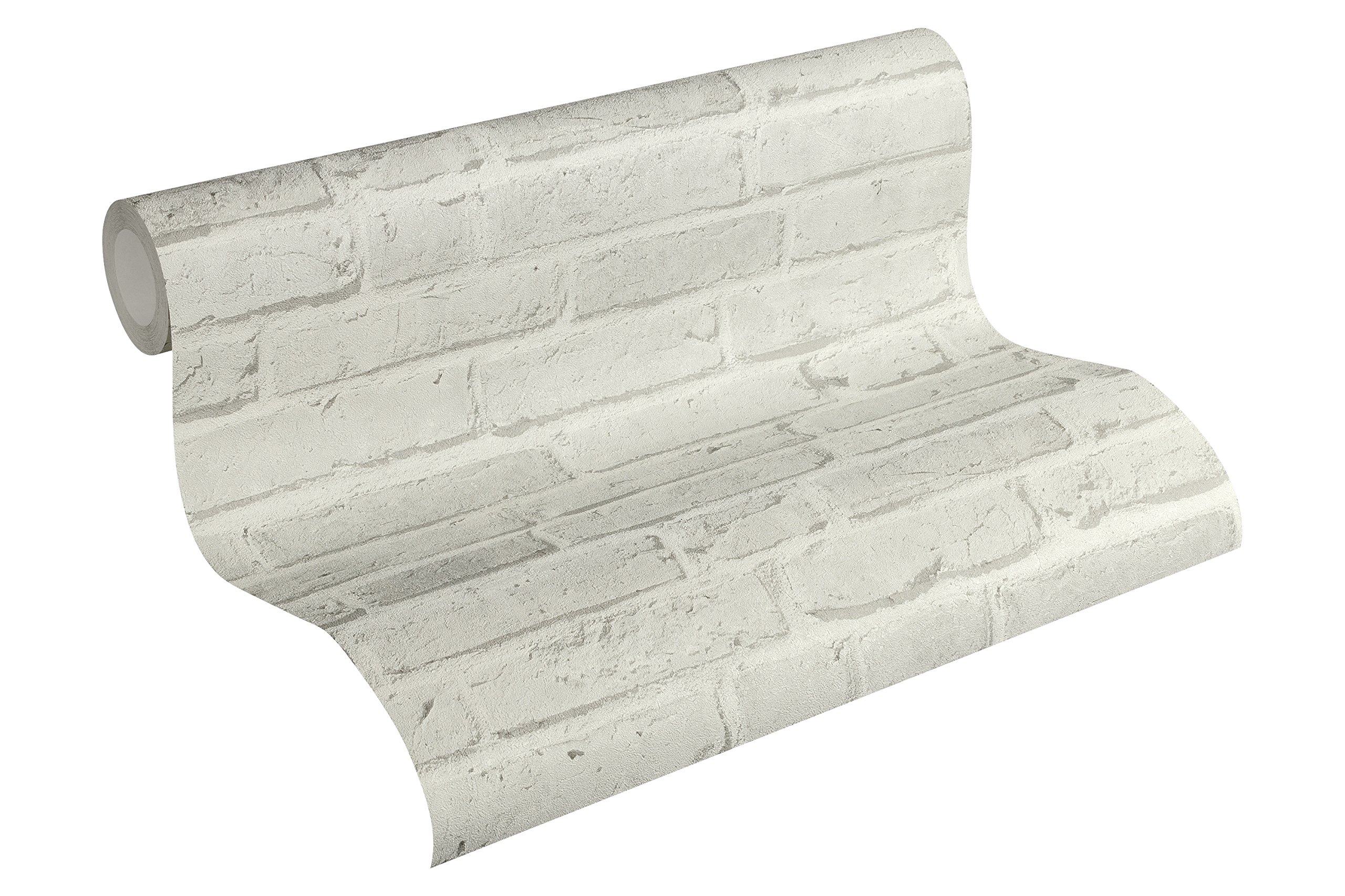 A.S. Création Brick Wallpaper Elements Non-Woven Wallpaper 10.05 m x 0.53 m Grey Made in Germany 355814 35581-4
