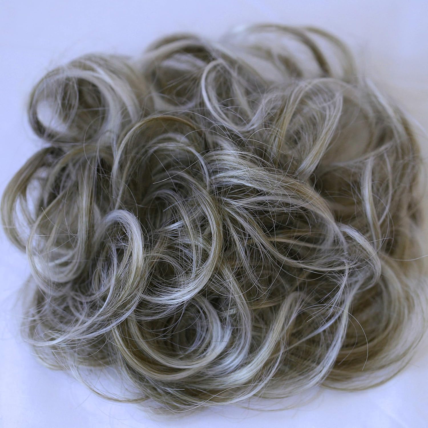 CAISHA Large Hairpiece Scrunchy Instant Updo Curly Messy Bun Gray Mix G19E, Grey Mix